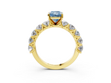 Yellow gold Fancy Blue Radiant  Diamond Prong Setting with Side Stones on a Pave Band_145