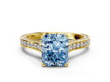 Yellow gold Fancy Blue Radiant  Diamond Solitaire with Pave Band and Six-Prong Setting_20