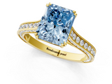 Yellow gold Fancy Blue Radiant  Diamond Solitaire with Pave Band and Six-Prong Setting_21