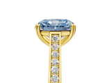 Yellow gold Fancy Blue Radiant  Diamond Solitaire with Pave Band and Six-Prong Setting_25