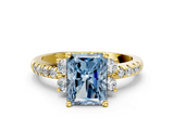 Yellow gold Fancy Blue Radiant  Diamond Three-Stone Pave Band with Four-Prong Setting_20