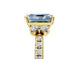 Yellow gold Fancy Blue Radiant  Diamond Three-Stone Pave Band with Four-Prong Setting_25