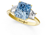 Yellow gold Fancy Blue Radiant  Diamond Three-Stone Ring with Trapezoid Side Stones and Prong Setting_17