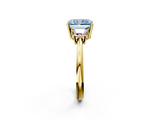 Yellow gold Fancy Blue Radiant  Diamond Three-Stone Ring with Trapezoid Side Stones and Prong Setting_18