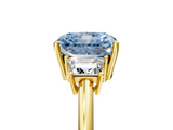 Yellow gold Fancy Blue Radiant  Diamond Three-Stone Ring with Trapezoid Side Stones and Prong Setting_21