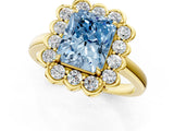 Yellow gold Fancy Blue Radiant  Halo Cluster Diamond Engagement Ring with Solitaire Band and Prong Setting_50