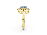 Yellow gold Fancy Blue Radiant  Halo Cluster Diamond Engagement Ring with Solitaire Band and Prong Setting_51