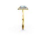 Yellow gold Fancy Blue Radiant  Halo Diamond Engagement Ring with Solitaire Band and Four-Prong Setting_22