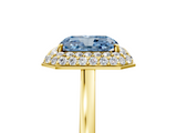 Yellow gold Fancy Blue Radiant  Halo Diamond Engagement Ring with Solitaire Band and Four-Prong Setting_25