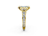 Yellow gold Fancy Blue Radiant  Halo Diamond Engagement Ring with Split Shank and Four-Prong Setting 2