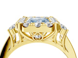 Yellow gold Fancy Blue Radiant  Halo Diamond Engagement Ring with Split Shank and Four-Prong Setting 4