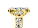 Yellow gold Fancy Blue Radiant  Halo Diamond Engagement Ring with Split Shank and Four-Prong Setting 5
