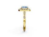 Yellow gold Fancy Blue Radiant  Halo Diamond Engagement Ring with Twisted Band and Four-Prong Setting 3
