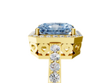 Yellow gold Fancy Blue Radiant  Halo Diamond Pavé Band Ring with Prong Setting_25