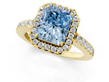 Yellow gold Fancy Blue Radiant  Halo Diamond Pavé Solitaire Ring_76