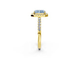 Yellow gold Fancy Blue Radiant  Halo Diamond Pavé Solitaire Ring_77