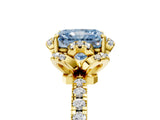 Yellow gold Fancy Blue Radiant  Halo Diamond Pave Band Ring with Four-Prong Setting_20