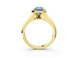 Yellow gold Fancy Blue Radiant  Halo Diamond Ring with Cathedral Band and Four-Prong Setting_52