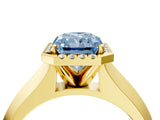 Yellow gold Fancy Blue Radiant  Halo Diamond Ring with Cathedral Band and Four-Prong Setting_53