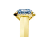 Yellow gold Fancy Blue Radiant  Halo Diamond Ring with Cathedral Band and Four-Prong Setting_54