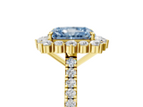 Yellow gold Fancy Blue Radiant  Halo Diamond Ring with Pavé Band and Prong Setting_42