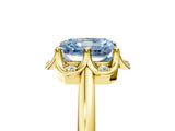 Yellow gold Fancy Blue Radiant  Halo Diamond Ring with Round Cluster Setting, Solitaire Band, and Four-Prong Setting_54