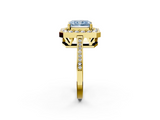 Yellow gold Fancy Blue Radiant  Halo Diamond Ring with Split Shank and Four-Prong Setting_54