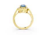 Yellow gold Fancy Blue Radiant  Halo Diamond Ring with Split Shank and Four-Prong Setting_55
