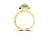 Yellow gold Fancy Blue Radiant  Halo Diamond Solitaire with Pavé Band and Four-Prong Setting_94