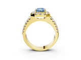 Yellow gold Fancy Blue Radiant  Halo Diamond Split Shank Engagement Ring with Prong Setting_78