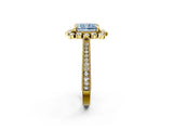 Yellow gold Fancy Blue Radiant  Halo Milgrain Pave Diamond Ring with Four-Prong Setting 3