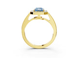 Yellow gold Fancy Blue Radiant  Halo Pavé Diamond Engagement Ring with Bezel Setting_40