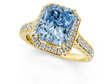 Yellow gold Fancy Blue Radiant  Halo Pavé Diamond Engagement Ring with Four-Prong Setting_28