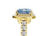Yellow gold Fancy Blue Radiant  Halo Pavé Diamond Engagement Ring with Four-Prong Setting_32
