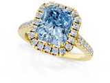 Yellow gold Fancy Blue Radiant  Halo Pavé Diamond Engagement Ring with Four-Prong Setting_4