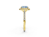 Yellow gold Fancy Blue Radiant  Halo Pavé Diamond Engagement Ring with Four-Prong Setting_5