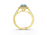 Yellow gold Fancy Blue Radiant  Halo Pavé Diamond Engagement Ring with Four-Prong Setting_6