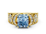 Yellow gold Fancy Blue Radiant  Halo Pave Diamond Engagement Ring with Milgrain Detailing_69