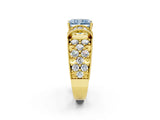 Yellow gold Fancy Blue Radiant  Halo Pave Diamond Engagement Ring with Milgrain Detailing_71