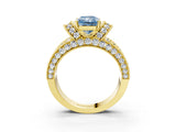 Yellow gold Fancy Blue Radiant  Halo Pave Diamond Engagement Ring with Milgrain Detailing_72
