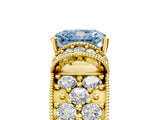 Yellow gold Fancy Blue Radiant  Halo Pave Diamond Engagement Ring with Milgrain Detailing_74