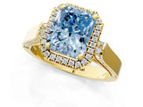 Yellow gold Fancy Blue Radiant  Halo Pave Split Shank Prong Setting Ring_27