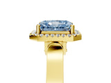 Yellow gold Fancy Blue Radiant  Halo Pave Split Shank Prong Setting Ring_31