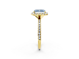 Yellow gold Fancy Blue Radiant  Halo Round Diamond Pavé Band Four-Prong Ring_5