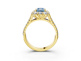 Yellow gold Fancy Blue Radiant  Halo Split Shank Diamond Engagement Ring with Pave Band and Four-Prong Setting_57