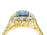 Yellow gold Fancy Blue Radiant  Halo Split Shank Diamond Engagement Ring with Pave Band and Four-Prong Setting_58