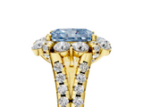 Yellow gold Fancy Blue Radiant  Halo Split Shank Diamond Engagement Ring with Pave Band and Four-Prong Setting_59