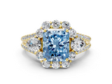 Yellow gold Fancy Blue Radiant  Halo Split Shank Diamond Engagement Ring with Prong Setting_20