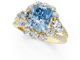 Yellow gold Fancy Blue Radiant  Halo Split Shank Diamond Engagement Ring with Prong Setting_21