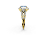 Yellow gold Fancy Blue Radiant  Halo Split Shank Diamond Engagement Ring with Prong Setting_22